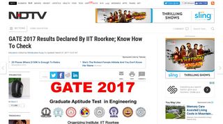 GATE 2017 Result, Score Card Released - NDTV.com