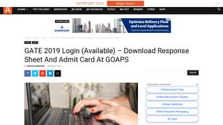 GATE 2019 Login (Available)- Download Admit Card At GOAPS ...