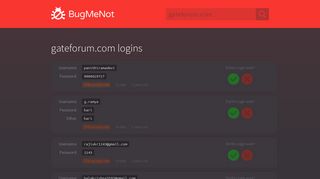 gateforum.com passwords - BugMeNot