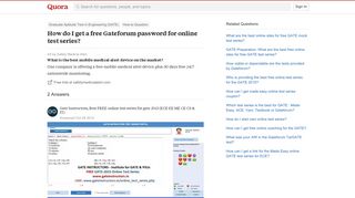 How to get a free Gateforum password for online test series - Quora