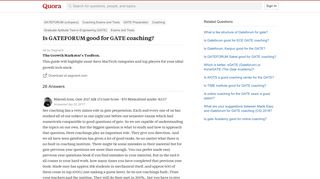 Is GATEFORUM good for GATE coaching? - Quora