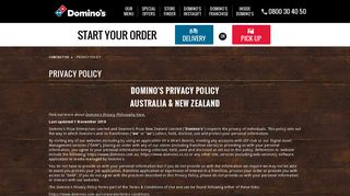 Domino's Pizza - Privacy And Policy