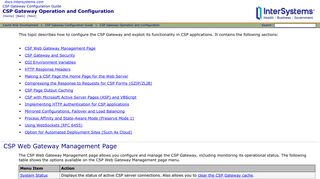 CSP Gateway Operation and Configuration - InterSystems