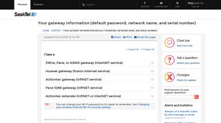 Your gateway information (default password, network name, and ...