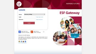 login page - ESF Gateway