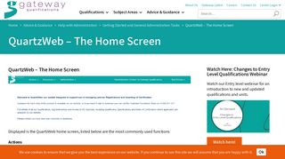 QuartzWeb - The Home Screen - Gateway Qualifications
