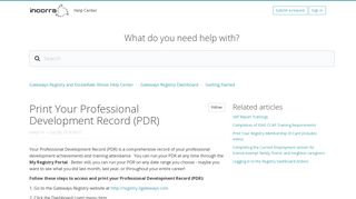Print Your Professional Development Record (PDR) – Gateways ...