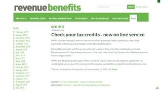 Check your tax credits - new on line service « Blog « Revenue Benefits