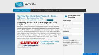 Gateway Tire Credit Card Payment - Login - Address - Customer Service