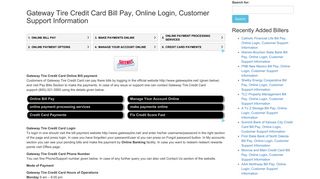 Gateway Tire Credit Card Bill Pay, Online Login, Customer Support ...