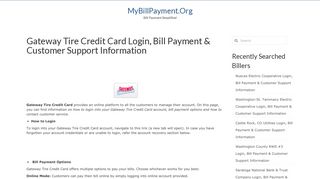 Gateway Tire Credit Card Login, Bill Payment & Customer Support ...
