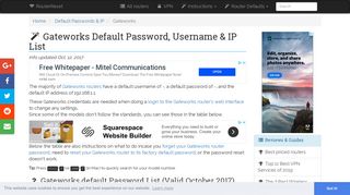 Gateworks Default Password, Login & IP List (updated October 2017 ...
