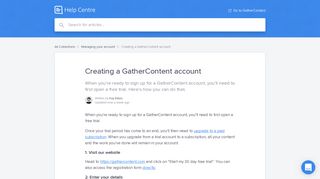 Creating a GatherContent account | GatherContent Help Centre