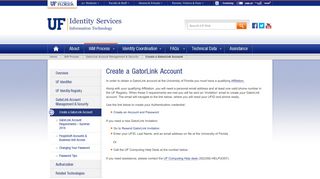 Create a GatorLink Account » Identity Services » University of Florida