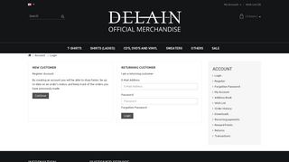 Account Login - Official Delain Merchandise