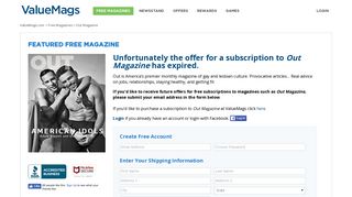 Free Offer for Out Magazine - ValueMags