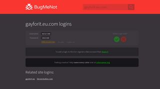 gayforit.eu.com passwords - BugMeNot