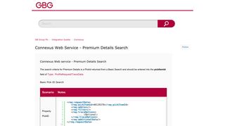 Connexus Web service - Premium Details Search – GB Group Plc