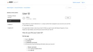 User ID – Deezer Support