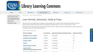 Loans, Renewals & Fines - George Brown College Library Learning ...