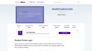Student.gbcol.edu website. Student Portal Login.