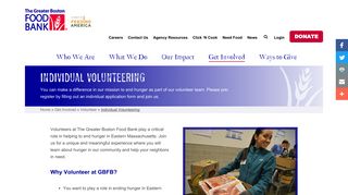 Individual Volunteering - The Greater Boston Food Bank