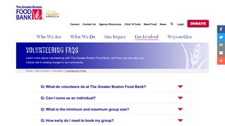 Volunteering FAQs - The Greater Boston Food Bank