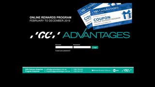 GC Advantages Online Rewards - Login Page