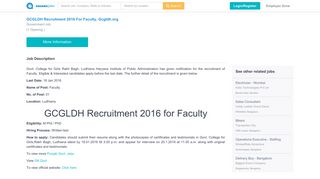 Gcgldh Recruitment 2016 For Faculty, Gcgldh.Org - None at Ludhiana ...