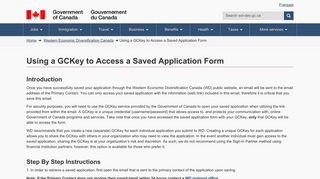 Using a GCKey to Access a Saved Application Form