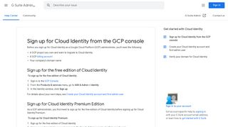 Sign up for Cloud Identity from the GCP console - G Suite Admin Help