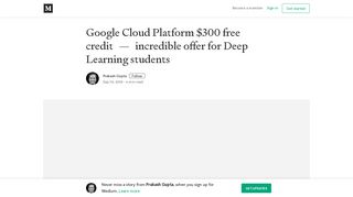 Google Cloud Platform $300 free credit — incredible offer for Deep ...
