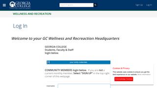 Log In - Georgia College Wellness and Recreation