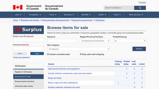 Browse items for sale - GCSurplus