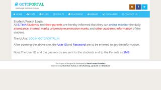 Student/Parent Login | Geethanjali College of ... - GCTC PORTAL