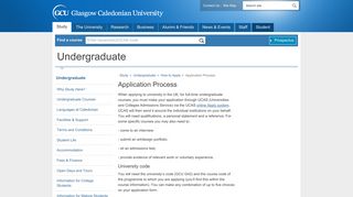 Application Process | Glasgow Caledonian University | Scotland, UK