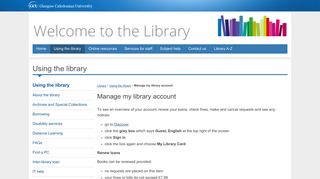 Manage my library account | Library - Glasgow Caledonian University