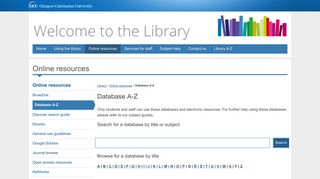 Database A-Z | Library - Glasgow Caledonian University