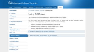 Using GCULearn | GCU