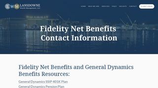 Fidelity Net Benefits Contact — Lansdowne Wealth Management