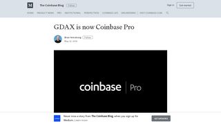 GDAX is now Coinbase Pro – The Coinbase Blog