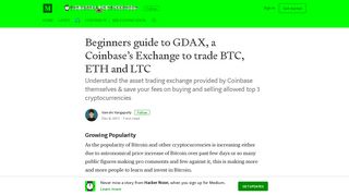 Beginners guide to GDAX, a Coinbase's Exchange to trade BTC, ETH ...
