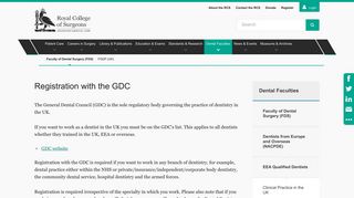 Registration with the GDC — Royal College of Surgeons