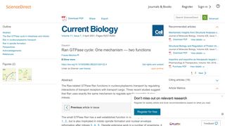 Ran GTPase cycle: One mechanism — two functions - ScienceDirect