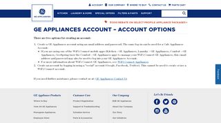GE Appliances Account – Account Options
