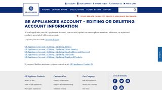 GE Appliances Account – Editing or Deleting Account Information