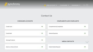 Contact | Customer Service, Account Log In & Complaints - Synchrony