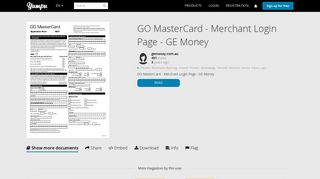GO MasterCard - Merchant Login Page - GE Money - Yumpu