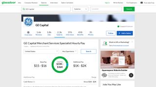 GE Capital Merchant Services Specialist Hourly Pay | Glassdoor