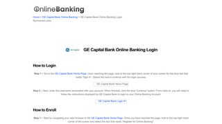 GE Capital Bank Online Banking Login | Online Banking